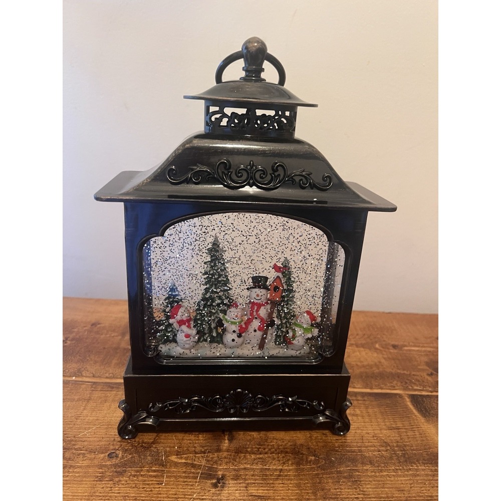 Illuminated Snow Globe Lantern Snowman Winter Scene Valerie Parr Hill NIB